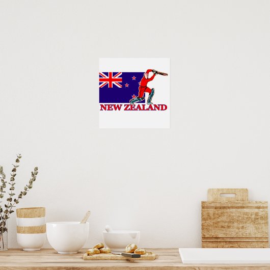 Nieuw-Zeeland Cricket Player Poster (Keuken)