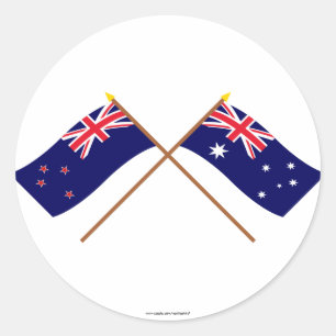 Nieuw-Zeeland en Australië getransformeerde vlagg Ronde Sticker