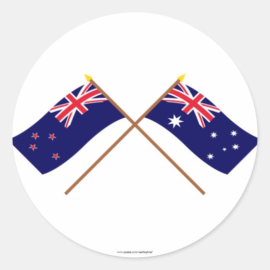 Nieuw-Zeeland en Australië getransformeerde vlagge Ronde Sticker (Voorkant)