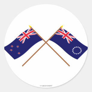 Nieuw-Zeeland en Cookeilanden gekruiste vlaggen Ronde Sticker