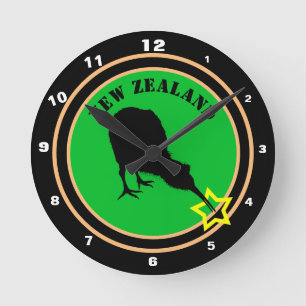 Nieuw-Zeeland en Kiwi Bird - Royal Kiwi design/sta Ronde Klok