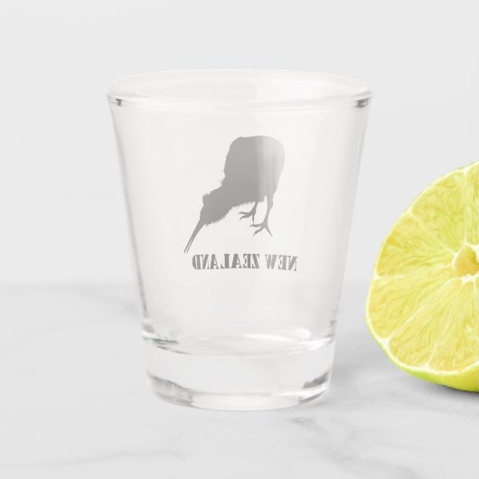 Nieuw-Zeeland en Kiwi Bird Sillhouette/Aotearoa NZ Shot Glas (Achterkant)