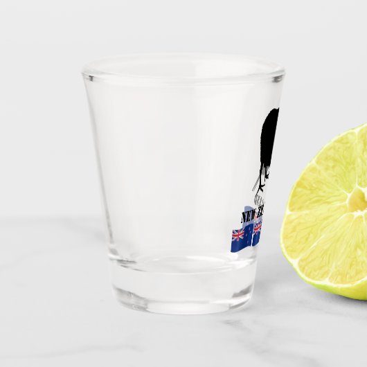 Nieuw-Zeeland en Kiwi Bird Sillhouette/Zealand Fla Shot Glas (Links)