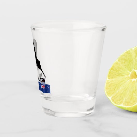 Nieuw-Zeeland en Kiwi Bird Sillhouette/Zealand Fla Shot Glas (Rechts)