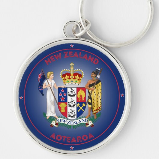 Nieuw-Zeeland Erfgoed Embleem Sleutelhanger (Voorkant)
