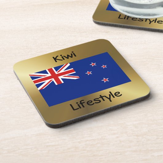 Nieuw-Zeeland Flag+Text Onderzetter (Linkerzijde)