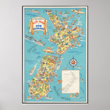  Nieuw-Zeeland Fun Map South Island Poster