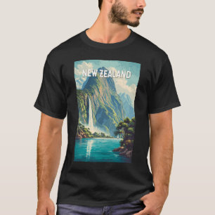 Nieuw-Zeeland Illustratie Reis Kunst Vintage T-shirt