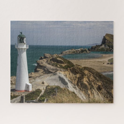 Nieuw-Zeeland Jigzaag Puzzle - vuurtoren met Castl Legpuzzel (Horizontaal)
