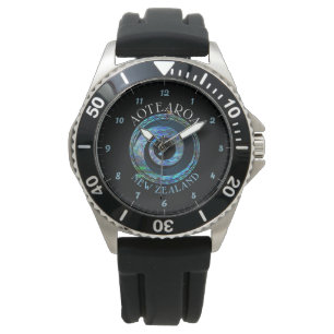 NIEUW-ZEELAND KAART KORU PAUA WATCH HORLOGE