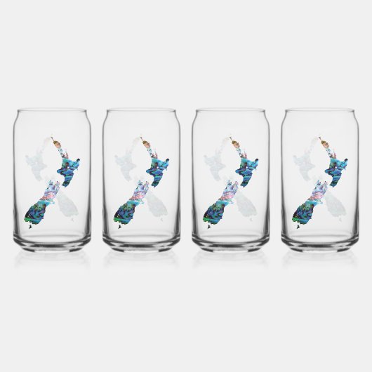 NIEUW-ZEELAND KAART PAUA BLIKVORM GLAS (Voorkant)