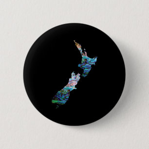 NIEUW-ZEELAND KAART PAUA RONDE BUTTON 5,7 CM