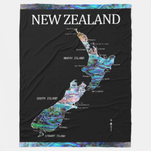 NIEUW ZEELAND KAART PAUA THROW BLANKET FLEECE DEKEN