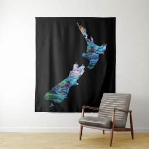 NIEUW-ZEELAND KAART PAUA WANDKLEED