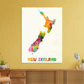 Nieuw-Zeeland, kaart van de Waterverf Canvas Afdruk (Insitu (Woonkamer))