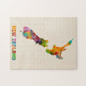 Nieuw-Zeeland, kaart van de Waterverf Legpuzzel (Horizontaal)