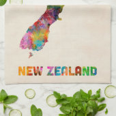 Nieuw-Zeeland, kaart van de Waterverf Theedoek (Gevouwen)