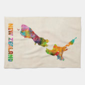 Nieuw-Zeeland, kaart van de Waterverf Theedoek (Horizontaal)