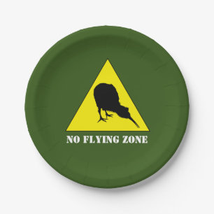 Nieuw-Zeeland, Kiwi Bird & No Flying Zone/Aotearoa Papieren Bordje