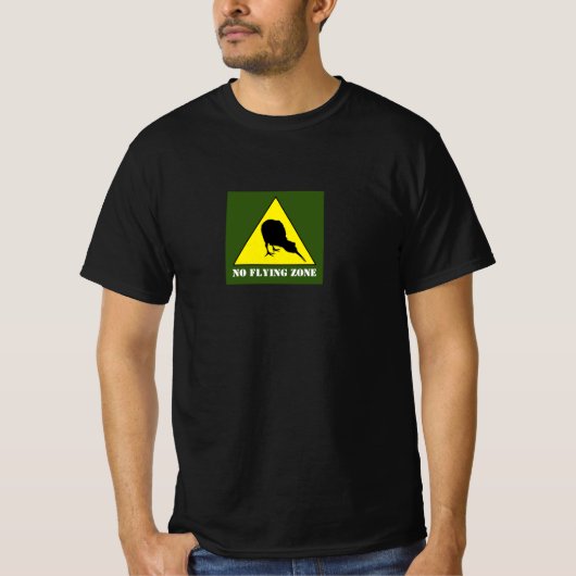Nieuw-Zeeland, Kiwi Bird & No Flying Zone/Aotearoa T-shirt (Voorkant)