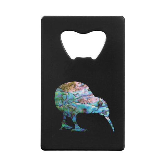 NIEUW-ZEELAND KIWI BIRD PAUA CREDITKAART FLESSENOPENER (Voorkant)