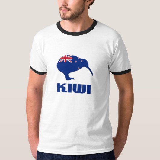 Nieuw-Zeeland Kiwi Mannen Ringer Shirt (Voorkant)