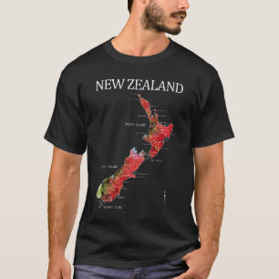 NIEUW-ZEELAND KIWI POHUTUKAWA KAART T-SHIRT