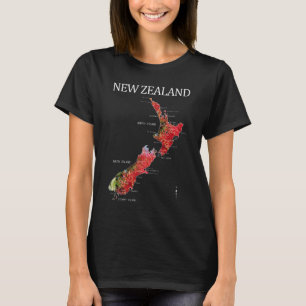 NIEUW-ZEELAND KIWI POHUTUKAWA KAART T-SHIRT