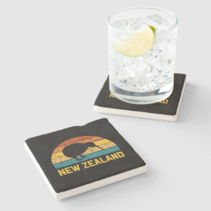 Nieuw-Zeeland Kiwi Retro  Stenen Onderzetter