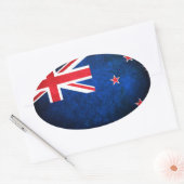 Nieuw-Zeeland; Kiwi vlag Ovale Sticker (Envelop)
