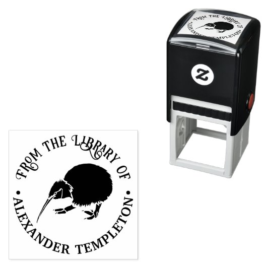 Nieuw-Zeeland Kiwi Vogel Bibliotheek Boeknaam Zelfinktende Stempel (In situ)