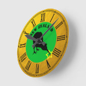 Nieuw-Zeeland & Kiwi vogel ster / Goud design Ronde Klok (Hoek)