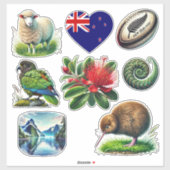 Nieuw-Zeeland Kiwiana Set 2 Sticker (Vel)