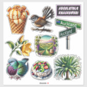 Nieuw-Zeeland Kiwiana Set 4 Sticker (Vel)