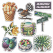 Nieuw-Zeeland Kiwiana Set 4 Sticker (Voorkant)