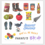 Nieuw-Zeeland Kiwiana Set 6 Sticker (Vel)