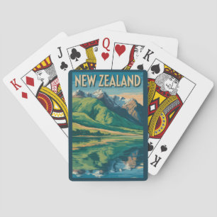 Nieuw-Zeeland Landschapsillustratie Reis Kunst Pokerkaarten