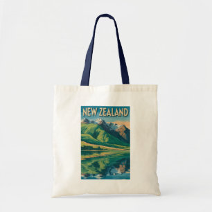 Nieuw-Zeeland Landschapsillustratie Reis Kunst Tote Bag