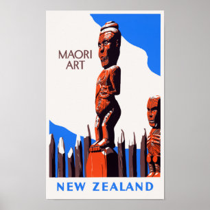 Nieuw-Zeeland Maori Art Vintage Poster hersteld