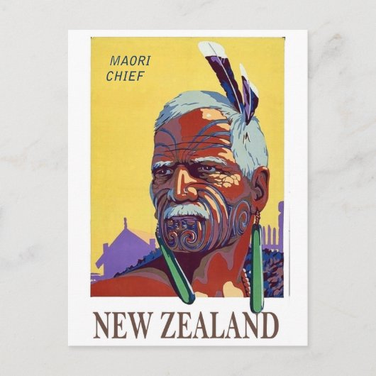 Nieuw-Zeeland, Maori Chief face, krijger,  Briefkaart (Voorkant)