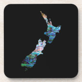 NIEUW ZEELAND MAP EENVOUDIG PAUA STONE ONDERZETTER (Voorkant)