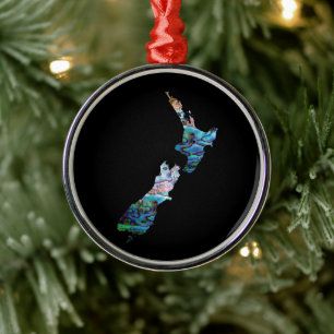NIEUW ZEELAND MAP EENVOUDIGE PAUA METALEN ORNAMENT