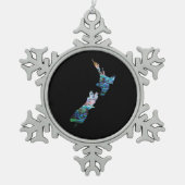 NIEUW ZEELAND MAP EENVOUDIGE PAUA TIN SNEEUWVLOK ORNAMENT (Voorkant)