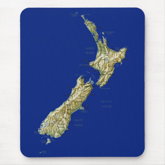 Nieuw-Zeeland Map Mousepad Muismat (Voorkant)