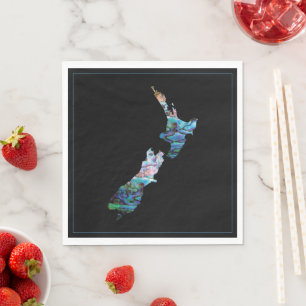 NIEUW-ZEELAND MAP PAUA NAPKIN SERVET