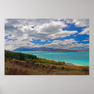 Nieuw-Zeeland: meer van Pukaki Poster