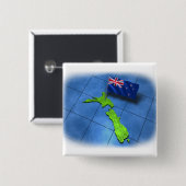 Nieuw-Zeeland met eigen vlag Vierkante Button 5,1 Cm (Voorkant /achterkant)