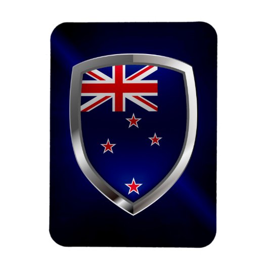 Nieuw-Zeeland Metallic Emblem Magneet (Verticaal)
