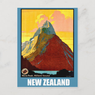 Nieuw-Zeeland, Miter Peak, berg Briefkaart
