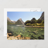 Nieuw-Zeeland, Miter Peak en Bowen die de rivier b Briefkaart (Voorkant / Achterkant)